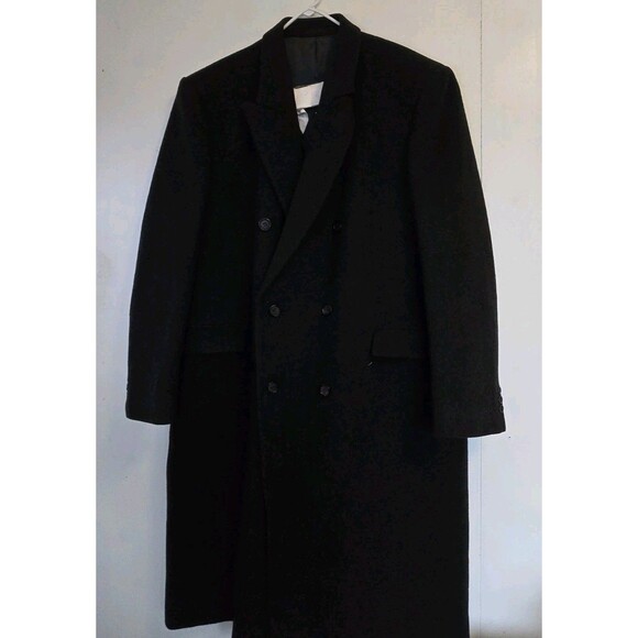 Adolfo Trench Coat Mens 46L Cashmere Wool Blend Charcoal Old Money Quiet Luxury - Picture 1 of 10